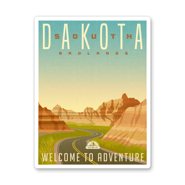 Badlands South Dakota Travel Poster Style Sticker