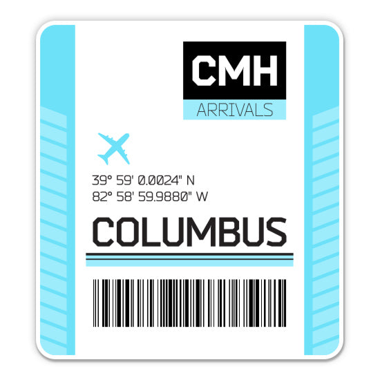 Columbus Airport Code CMH Luggage Tag Style Sticker
