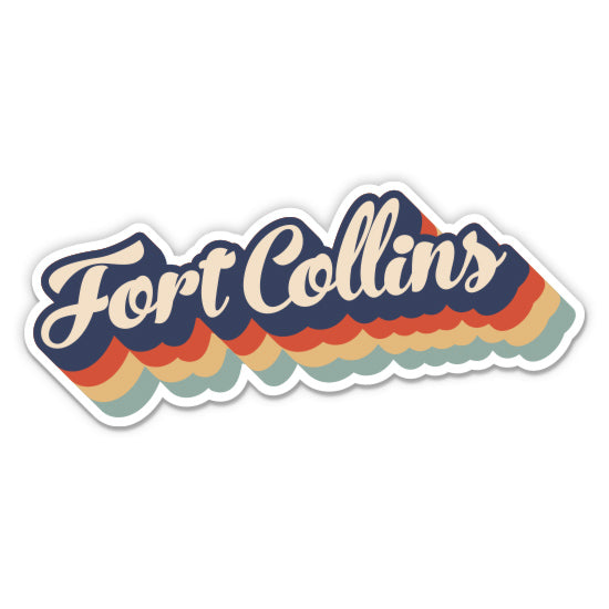 Fort Collins Colorado Retro Sticker