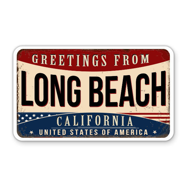 Greetings From Long Beach California Sticker