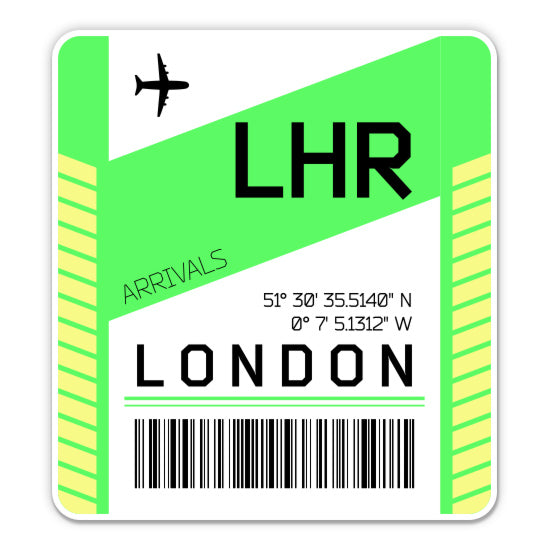 London Airport Code LHR Luggage Tag Style Sticker