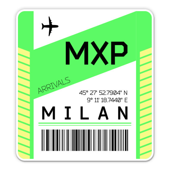 Milan Airport Code MXP Luggage Tag Style Sticker