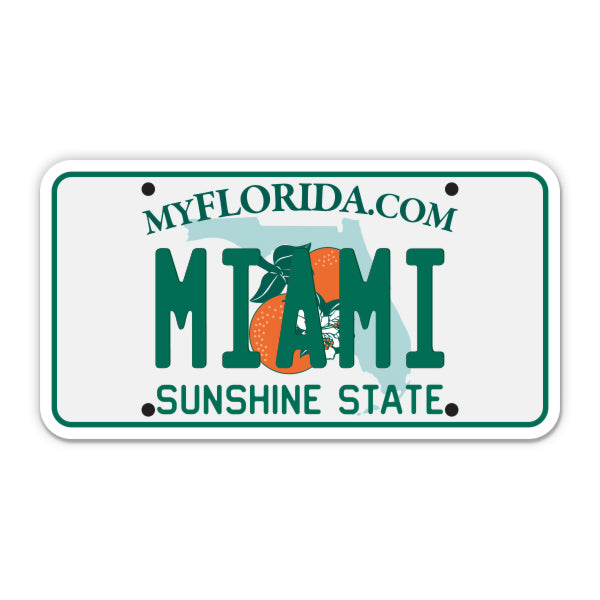 Miami Florida License Plate Style Sticker