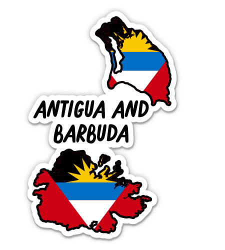 Antigua and Barbuda Map with Flag Sticker