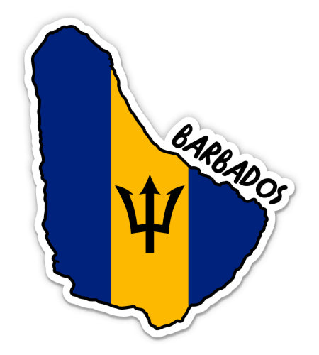 Barbados Map with Flag Sticker