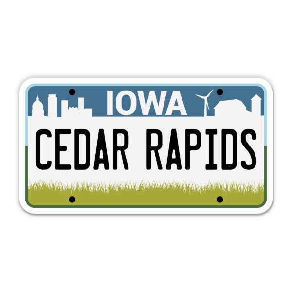 Cedar Rapids Iowa License Plate Style Sticker