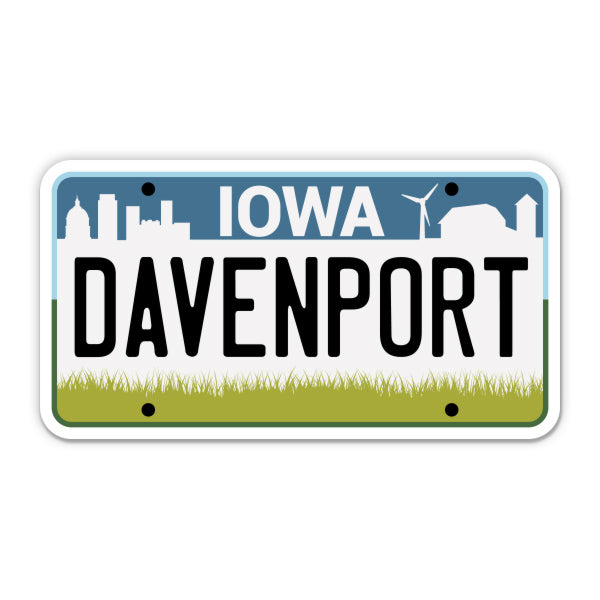 Davenport Iowa License Plate Style Sticker