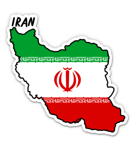 Iran Map with Flag Sticker