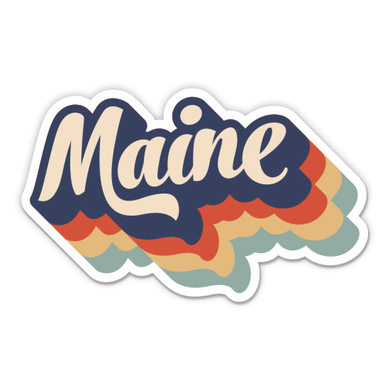 Maine Retro Letters Style Sticker