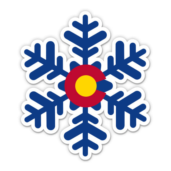 Ski Colorado State Flag Snowflake Sticker