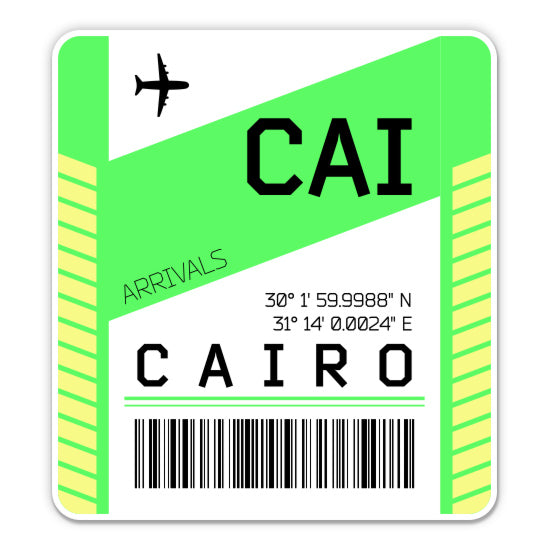 Cairo Airport Code CAI Luggage Tag Style Sticker