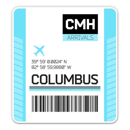 Columbus Airport Code CMH Luggage Tag Style Sticker