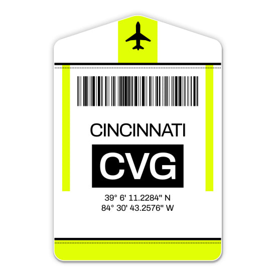 Cincinnati Airport Code CVG Luggage Tag Style Sticker