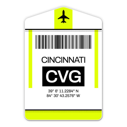 Cincinnati Airport Code CVG Luggage Tag Style Sticker