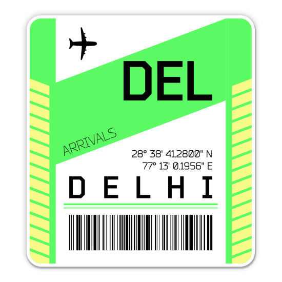 Delhi Airport Code DEL Luggage Tag Style Sticker