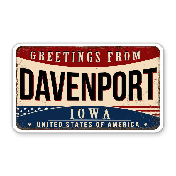 Greetings From Davenport Iowa Sticker