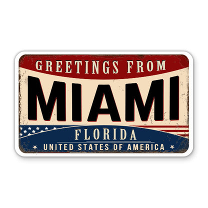 Greetings From Miami Florida Sticker