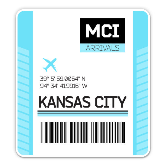 Kansas City Airport Code MCI Luggage Tag Style Sticker