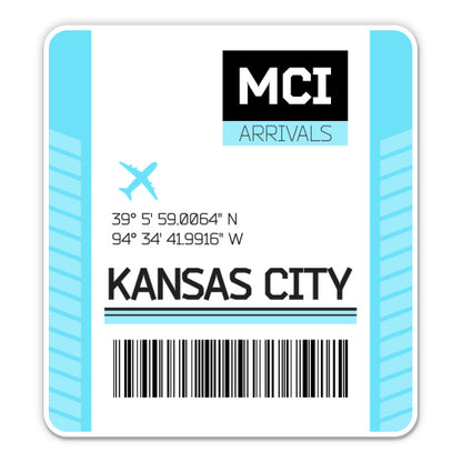 Kansas City Airport Code MCI Luggage Tag Style Sticker