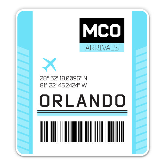 Orlando International Airport Code MCO Luggage Tag Style Sticker