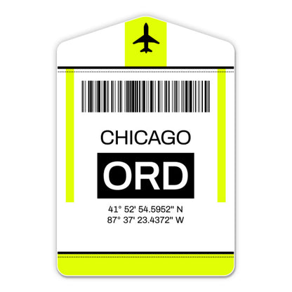 Chicago Airport Code ORD Luggage Tag Style Sticker