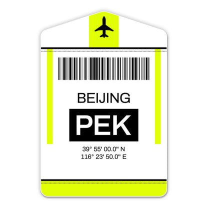 Beijing Airport Code PEK Luggage Tag Style Sticker