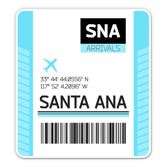 Santa Ana Airport Code SNA Luggage Tag Style Sticker