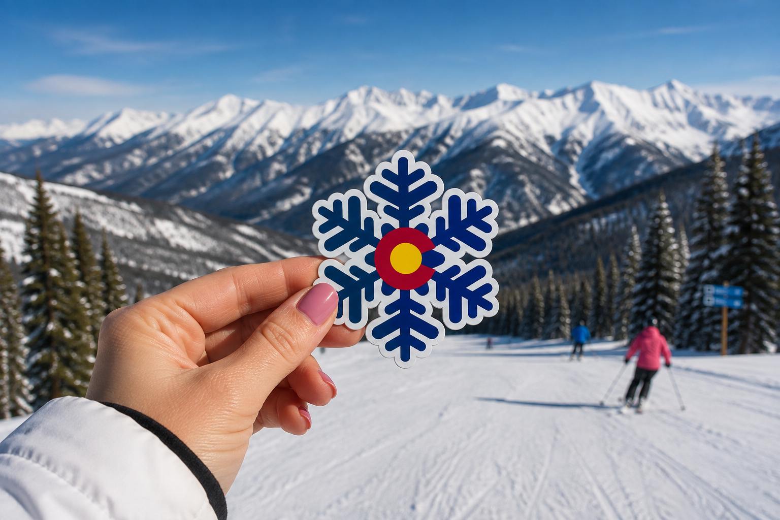 ski Colorado state flag snowflake sticker