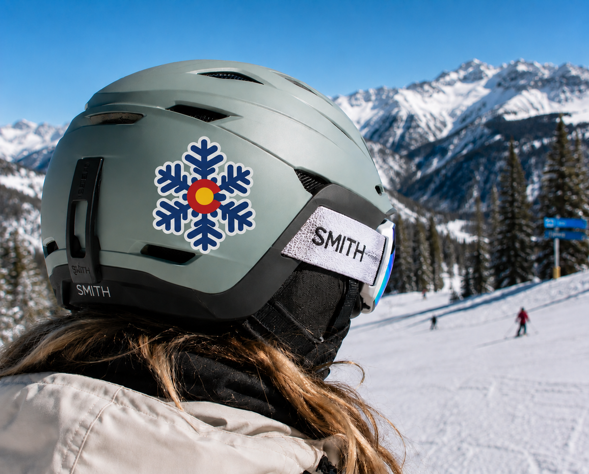Colorado State Flag Skiing Snowflake sticker