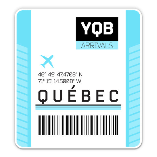 Quebec City Airport Code YQB Luggage Tag Style Sticker