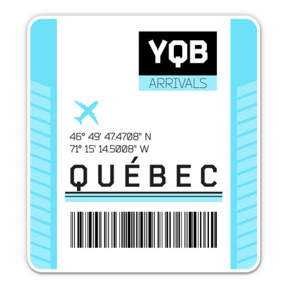 Quebec City Airport Code YQB Luggage Tag Style Sticker
