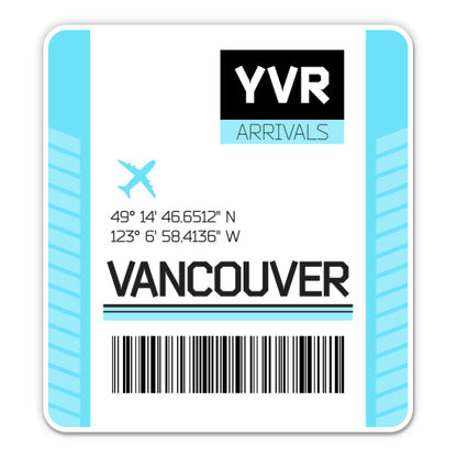 Vancouver Airport Code YVR Luggage Tag Style Sticker