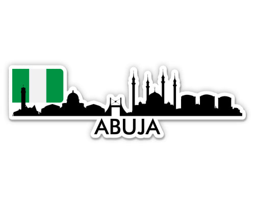 Abuja Nigeria Skyline with Nigerian Flag Sticker