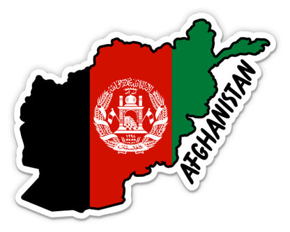 Afghanistan Map with Flag Sticker