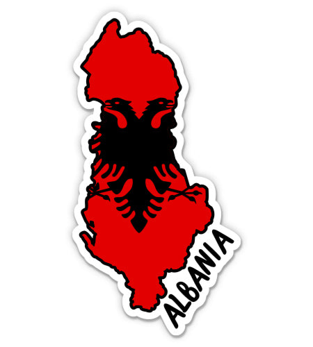 Albania Map with Flag Sticker