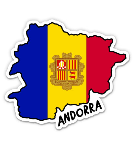 Andorra Map with Flag Sticker