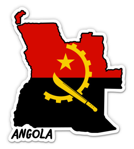 Angola Map with Flag Sticker