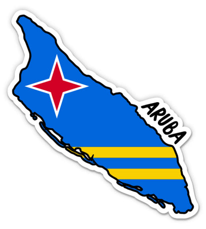Aruba Map with Flag Sticker