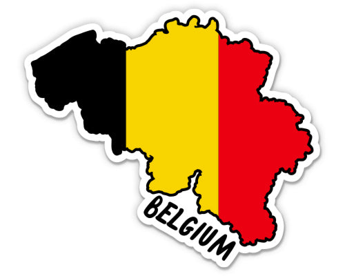 Belgium Map with Flag Sticker