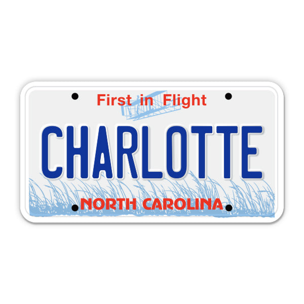 Charlotte North Carolina License Plate Style Sticker