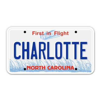 Charlotte North Carolina License Plate Style Sticker