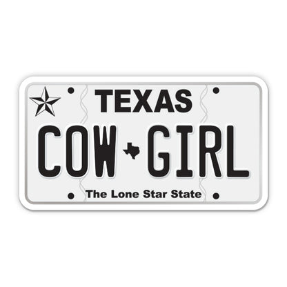 Cowgirl Texas License Plate Style Sticker