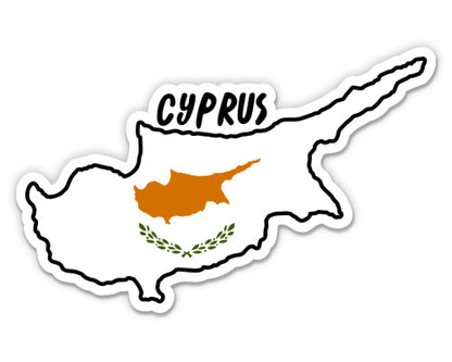 Cyprus Map with Flag Sticker