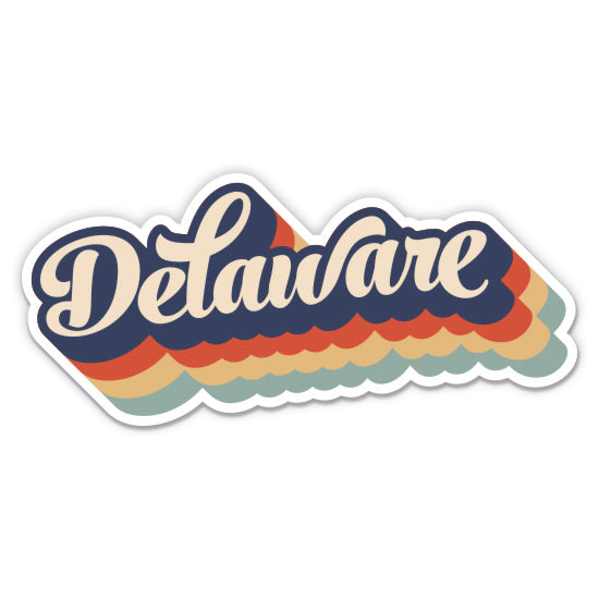 Delaware Retro Letters Style Sticker