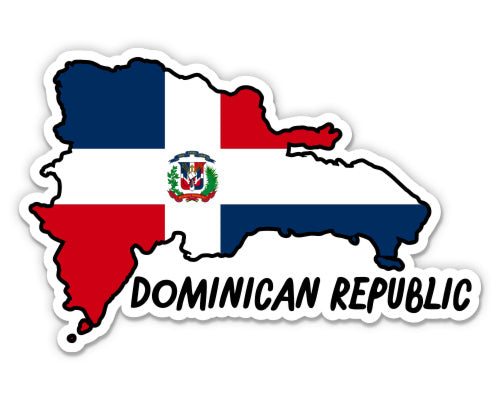 Dominican Republic Map with Flag Sticker