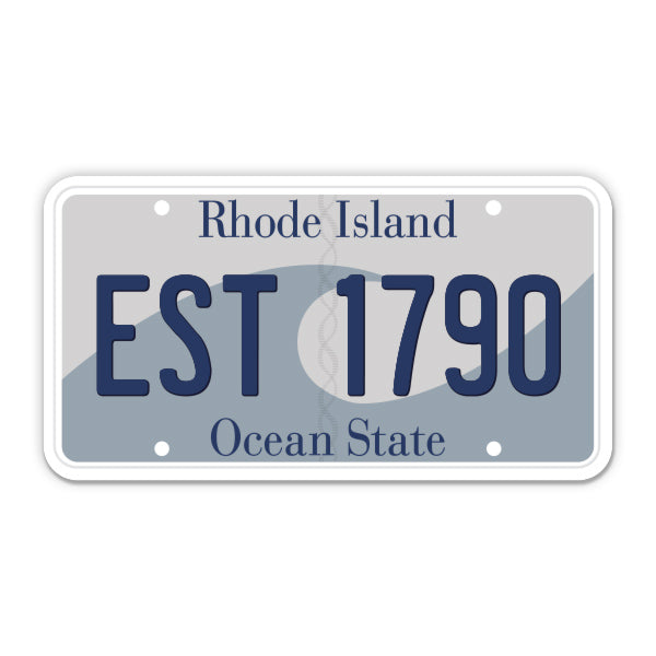 Est 1790 Rhode Island License Plate Style Sticker