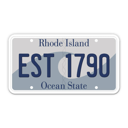Est 1790 Rhode Island License Plate Style Sticker