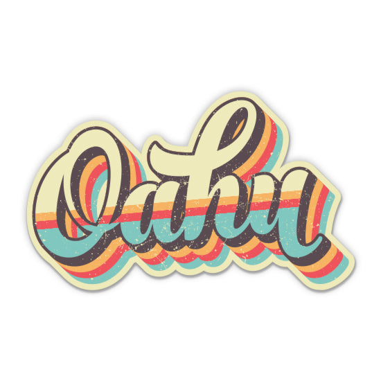 Oahu Hawaii Retro Surf Style Sticker