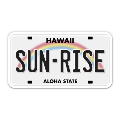 Sun Rise Hawaii License Plate Style Sticker